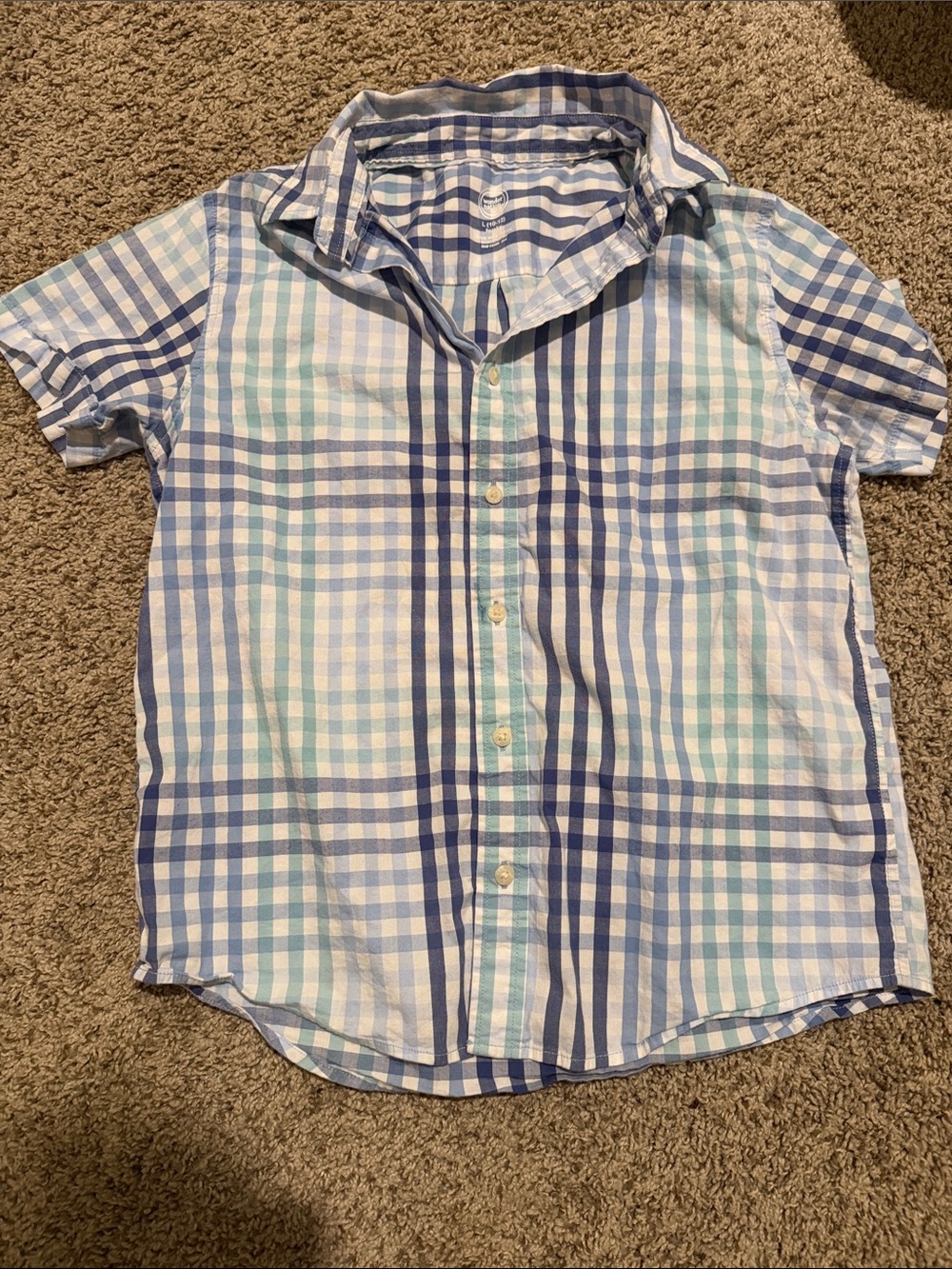 wonder nation Blue and Light Blue Plaid Short-Sleeve Button-Down Shirt